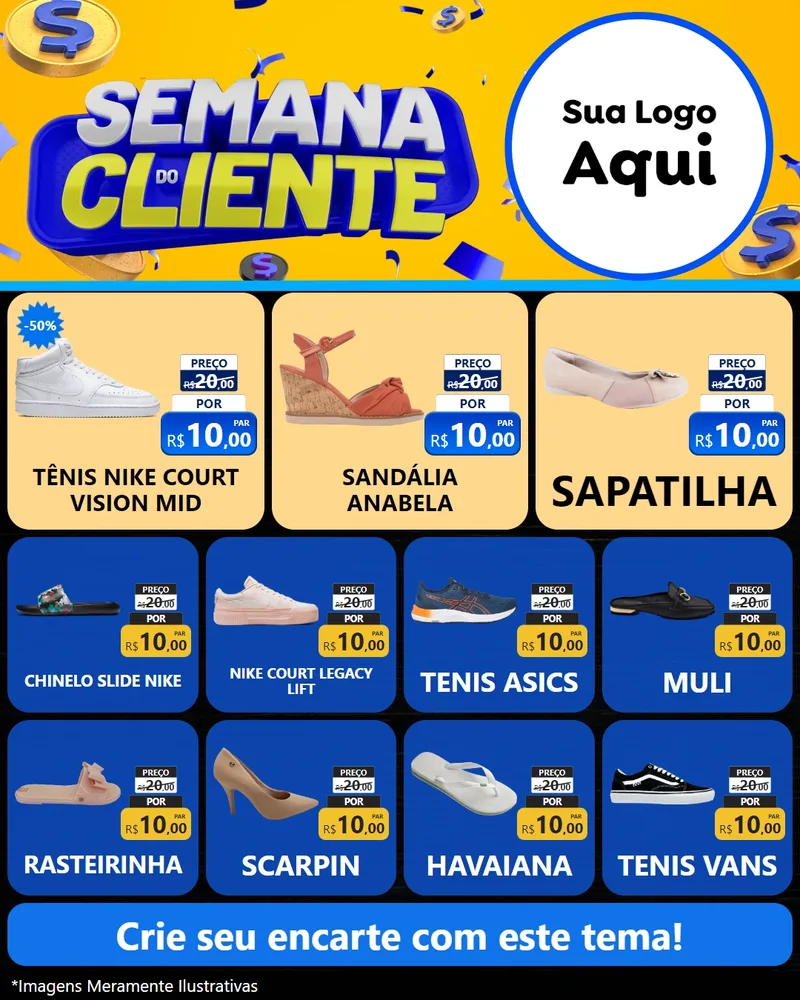 Modelo de Rede Social para Feed Instagram com o tema Semana do Cliente para Calçados