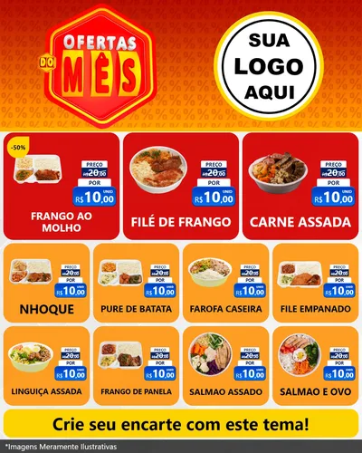 Modelo de Rede Social para Feed Instagram com o tema Ofertas do Mês para Restaurante