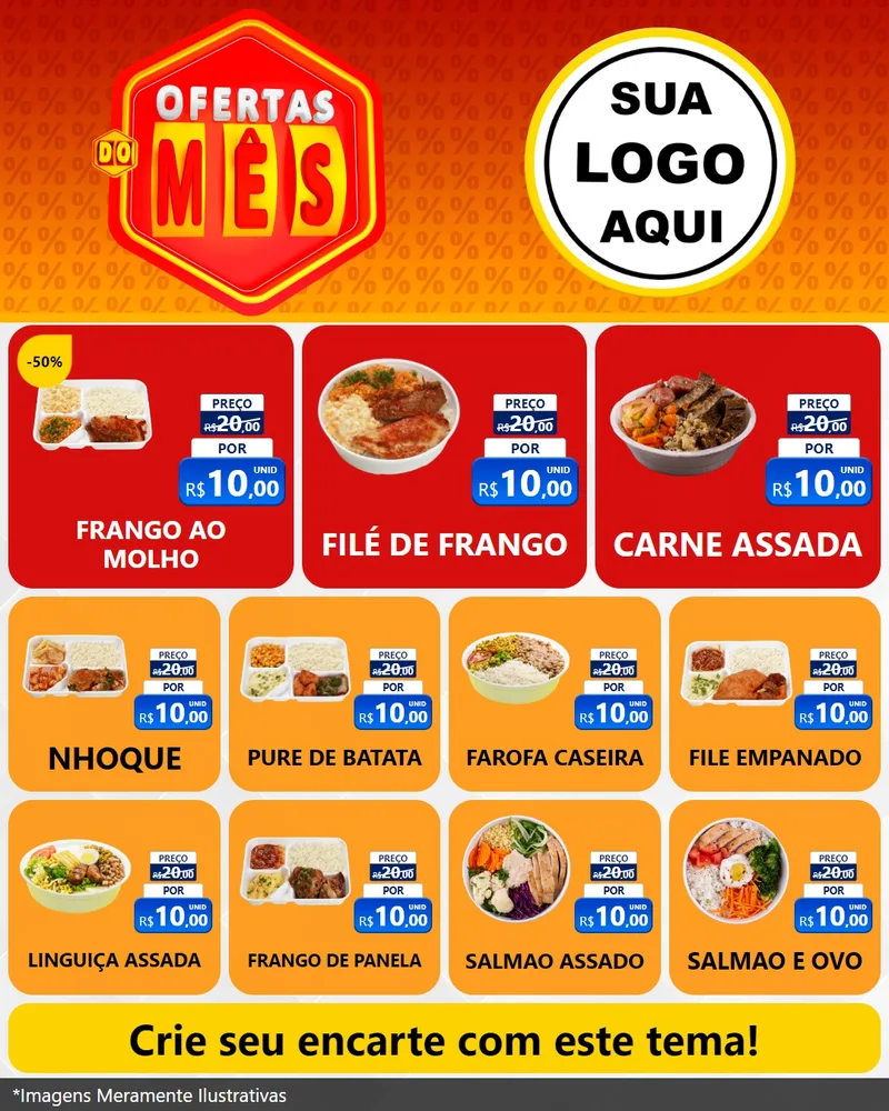 Modelo de Rede Social para Feed Instagram com o tema Ofertas do Mês para Restaurante