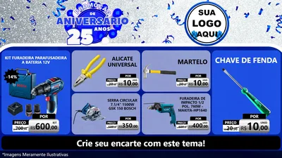 Modelo de TV para TV Horizontal com o tema Promoção de Aniversário - 25 Anos para Maquinas e Ferramentas