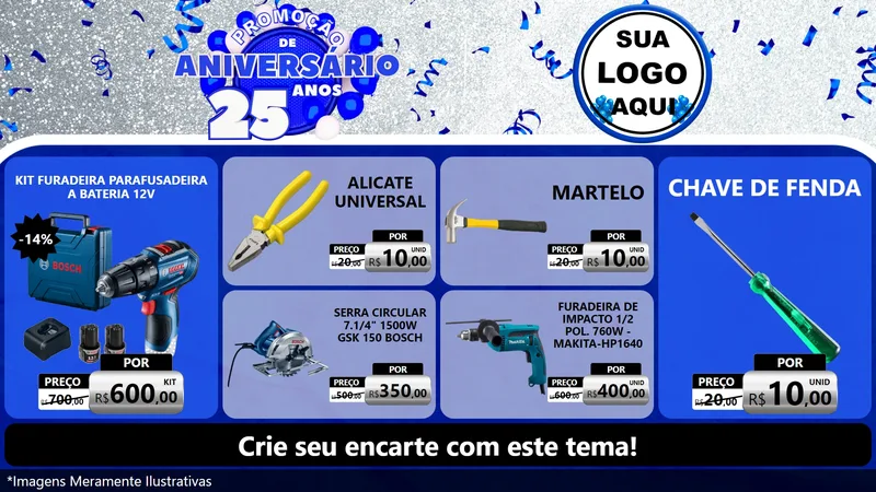 Modelo de TV para TV Horizontal com o tema Promoção de Aniversário - 25 Anos para Maquinas e Ferramentas