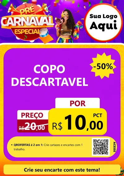 Modelo de Cartaz para Cartaz A4 Vertical com o tema Pré-Carnaval Especial para Embalagens