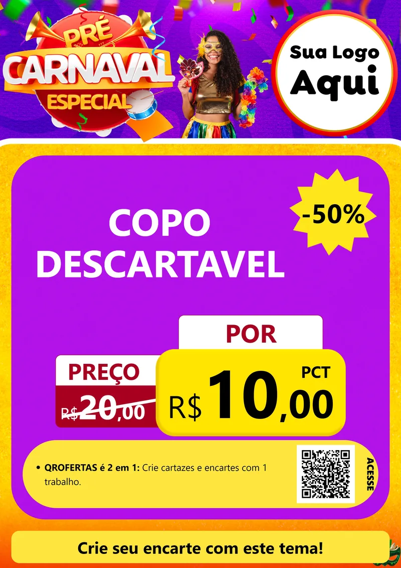 Modelo de Cartaz para Cartaz A4 Vertical com o tema Pré-Carnaval Especial para Embalagens