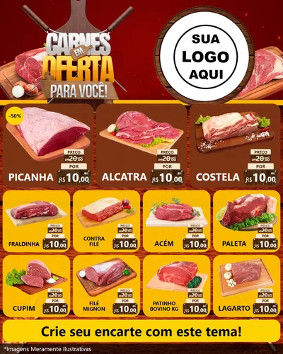 Modelo de Rede Social para Feed Instagram com o tema Carnes em Oferta Para Você para Açougue