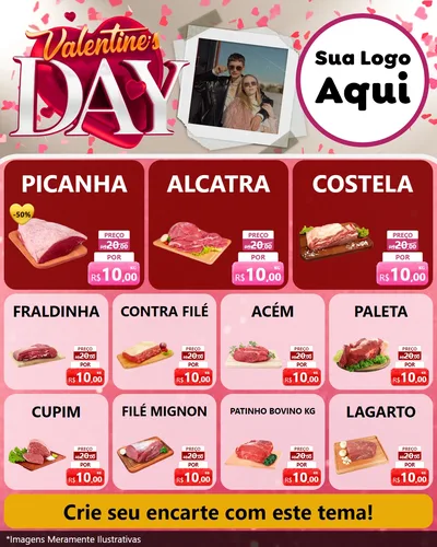 Modelo de Rede Social para Feed Instagram com o tema Valentine's Day para Açougue
