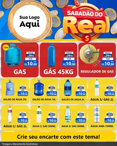 Modelo de Rede Social para Feed Instagram com o tema Sabadão do Real para Água e gás
