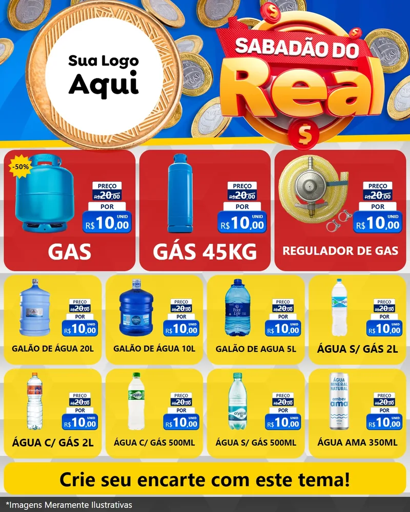 Modelo de Rede Social para Feed Instagram com o tema Sabadão do Real para Água e gás