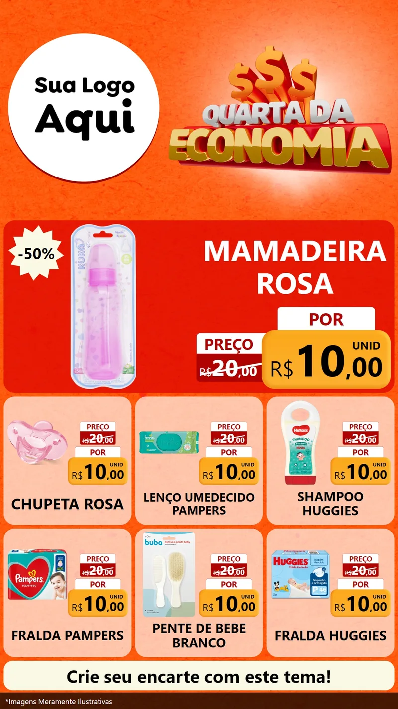 Modelo de Rede Social para Stories com o tema Quarta da Economia para Bebês