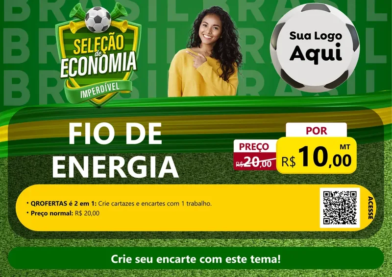 Modelo de Cartaz para Cartaz A4 Horizontal com o tema Seleção de Economia - Copa para Materiais Elétricos