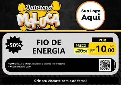 Modelo de Cartaz para Cartaz A4 Horizontal com o tema Quinzena Maluca para Materiais Elétricos