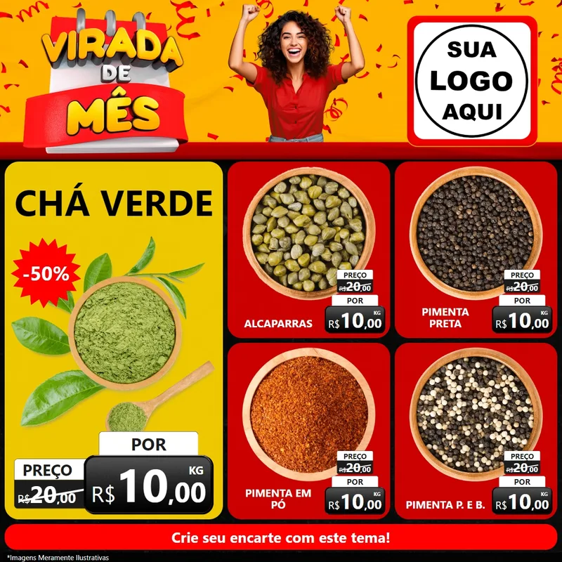 Modelo de Rede Social para Feed Facebook com o tema Virada de Mês para Produtos Naturais