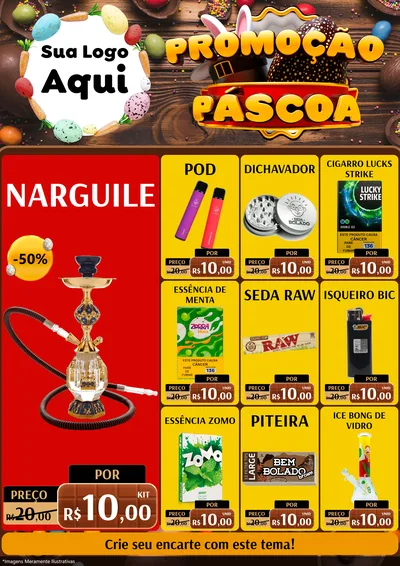 Modelo de Encarte para Encarte A4 Vertical com o tema Promoção Páscoa para Tabacaria