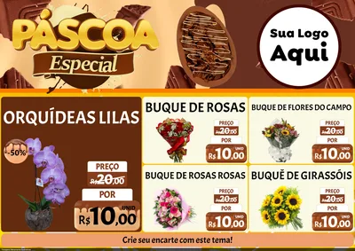 Modelo de Encarte para Encarte A4 Horizontal com o tema Páscoa Especial para Floricultura e jardim