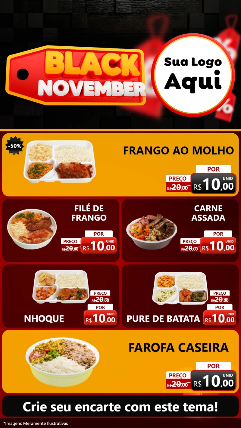 Modelo de TV para TV Vertical com o tema Black November para Restaurante