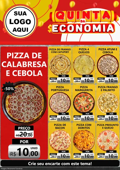 Modelo de Encarte para Encarte A4 Vertical com o tema Quinta da Economia para Pizzaria