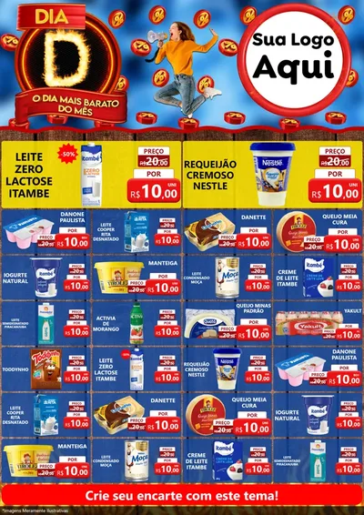 Modelo de Encarte para Encarte A4 Vertical com o tema Dia D - O Dia Mais Barato Do Mês para Frios e Laticínios