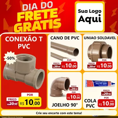 Modelo de Rede Social para Feed Facebook com o tema Dia do Frete Grátis para Tubos e conexões