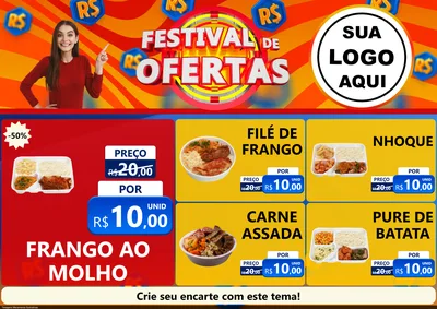 Modelo de Encarte para Encarte A4 Horizontal com o tema Festival de Ofertas para Restaurante