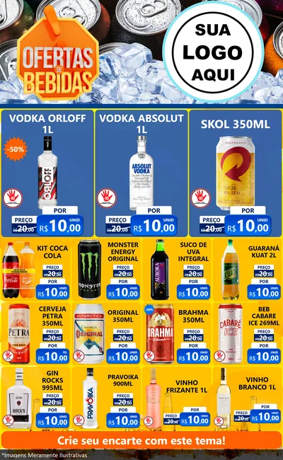 Modelo de Encarte para Encarte Grande com o tema Ofertas de Bebidas para Distribuidora de bebidas