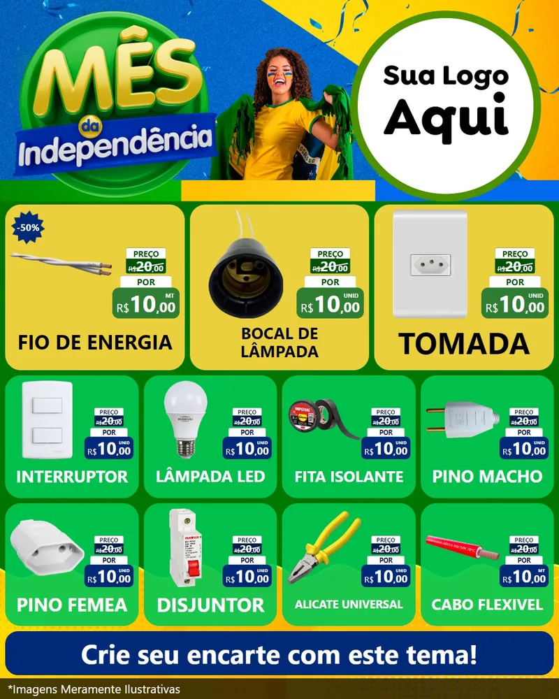 Modelo de Rede Social para Feed Instagram com o tema Mês da Independência para Materiais Elétricos