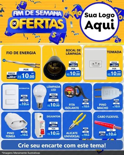 Modelo de Rede Social para Feed Instagram com o tema Fim de Semana de Ofertas para Materiais Elétricos
