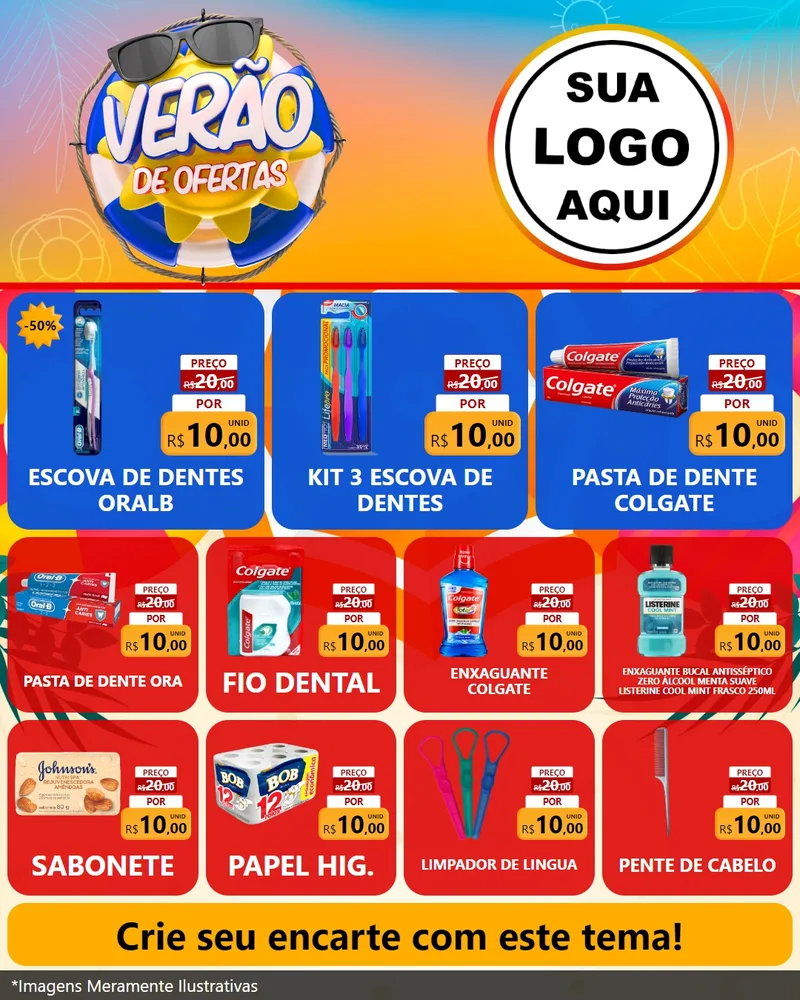 Modelo de Rede Social para Feed Instagram com o tema Verão de Ofertas para Higiene Pessoal
