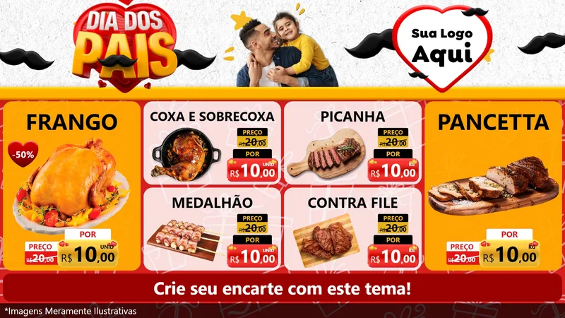 Modelo de TV para TV Horizontal com o tema Dia dos Pais para Assados