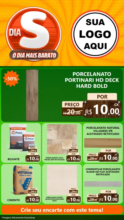 Modelo de Rede Social para Stories com o tema Dia S - O Dia Mais Barato para Pisos e revestimentos