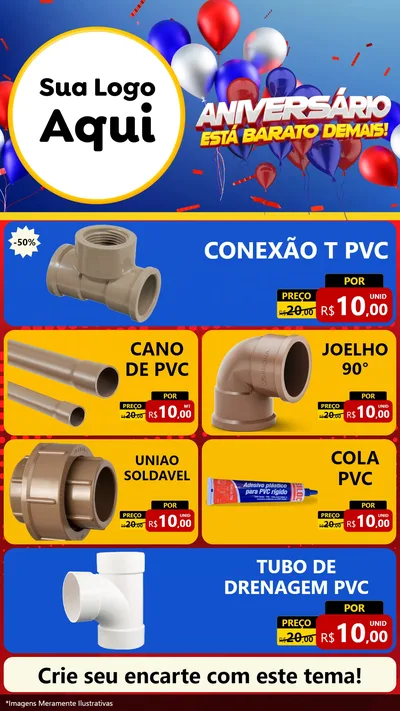 Modelo de TV para TV Vertical com o tema Aniversário para Tubos e conexões