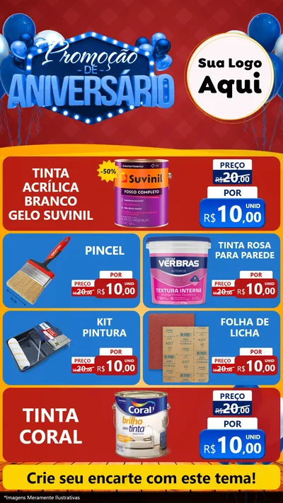 Modelo de TV para TV Vertical com o tema Promoção de Aniversário para Tintas e Ferramentas