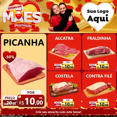 Modelo de Rede Social para Feed Facebook com o tema Semana das Mães Premiada para Açougue