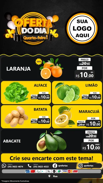 Modelo de TV para TV Vertical com o tema Oferta do Dia - Quarta Feira! para Hortifrúti