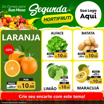 Modelo de Rede Social para Feed Facebook com o tema Segunda hortifruti para Hortifrúti