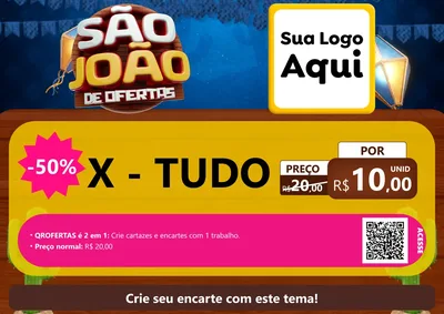 Modelo de Cartaz para Cartaz A4 Horizontal com o tema São João Ofertas Imbatíveis! - Junina para Hamburgueria