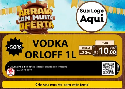 Modelo de Cartaz para Cartaz A4 Horizontal com o tema Ofertas de São João - Junina para Distribuidora de bebidas