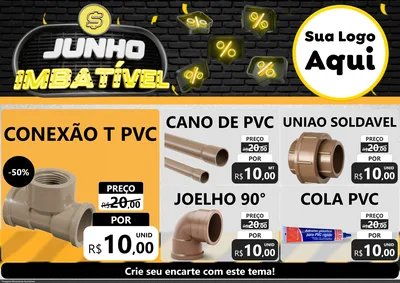 Modelo de Encarte para Encarte A4 Horizontal com o tema Junho Imbatível para Tubos e conexões