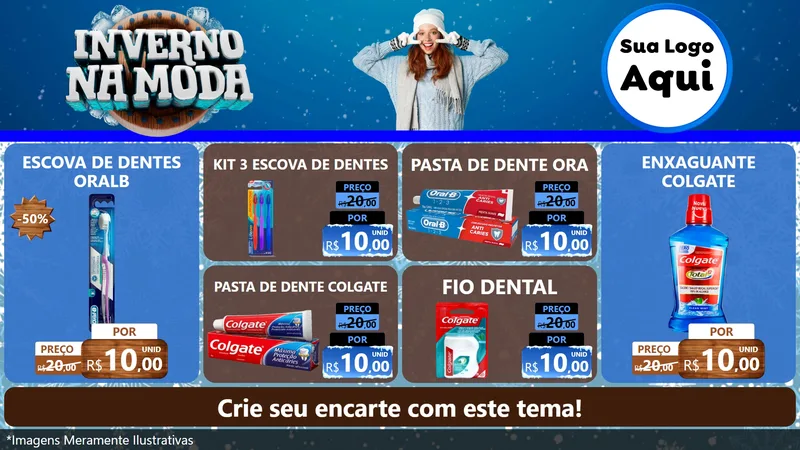 Modelo de TV para TV Horizontal com o tema Inverno na Moda para Higiene Pessoal