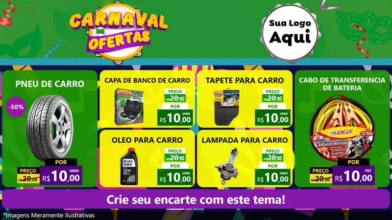 Modelo de TV para TV Horizontal com o tema Carnaval de Ofertas para Auto peças