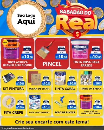 Modelo de Rede Social para Feed Instagram com o tema Sabadão do Real para Tintas e Ferramentas