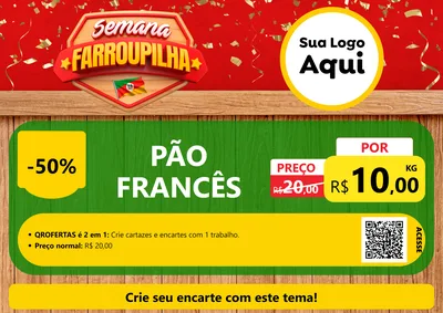 Modelo de Cartaz para Cartaz A4 Horizontal com o tema Semana Farroupilha para Padaria