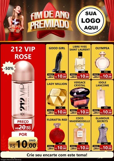 Modelo de Encarte para Encarte A4 Vertical com o tema Fim de Ano Premiado para Perfumes