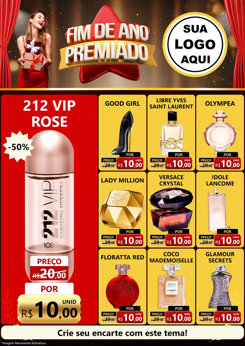 Modelo de Encarte para Encarte A4 Vertical com o tema Fim de Ano Premiado para Perfumes