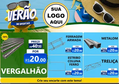 Modelo de Encarte para Encarte A4 Horizontal com o tema Verão de Ofertas para Ferragens