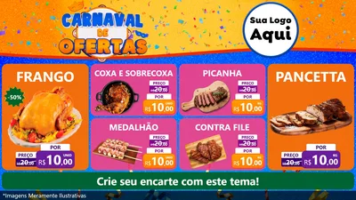 Modelo de TV para TV Horizontal com o tema Carnaval de Ofertas para Assados