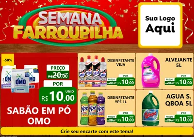 Modelo de Encarte para Encarte A4 Horizontal com o tema Semana Farroupilha para Produtos de Limpeza