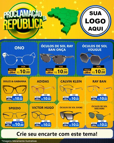 Modelo de Rede Social para Feed Instagram com o tema Proclamação da República para Óticas