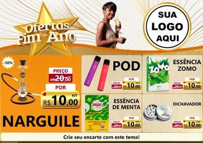 Modelo de Encarte para Encarte A4 Horizontal com o tema Ofertas Fim de Ano para Tabacaria