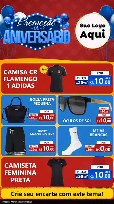 Modelo de TV para TV Vertical com o tema Promoção de Aniversário para Roupas e acessórios