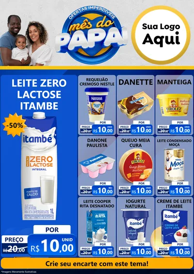 Modelo de Encarte para Encarte A4 Vertical com o tema Ofertas Imperdíveis Mês Do Papai para Frios e Laticínios
