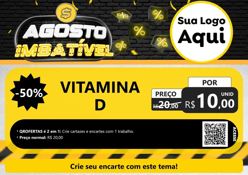 Modelo de Cartaz para Cartaz A4 Horizontal com o tema Agosto Imbatível para Farmácia
